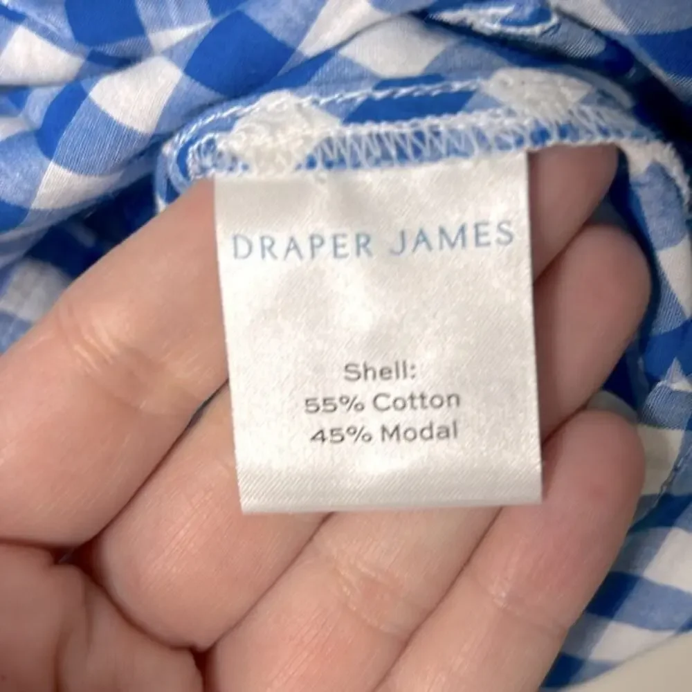 NWT Draper James blue gingham sleeveless ruffle detail button down blouse top - Picture 10 of 13